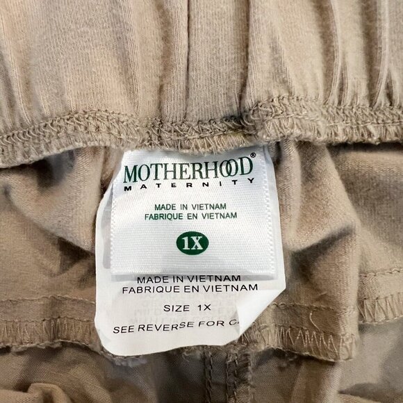 Motherhood Maternity Capri 1X Tan Floral Embroidered Womens Pockets Pullon Pants - Picture 8 of 9
